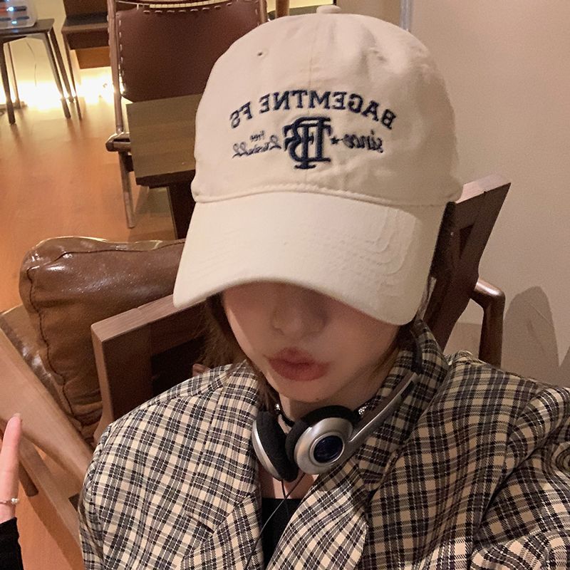 Baseball hat for women with large head circumference, soft top, small Korean version, simple embroidery, American style, versatile, new style, trendy peaked cap for men