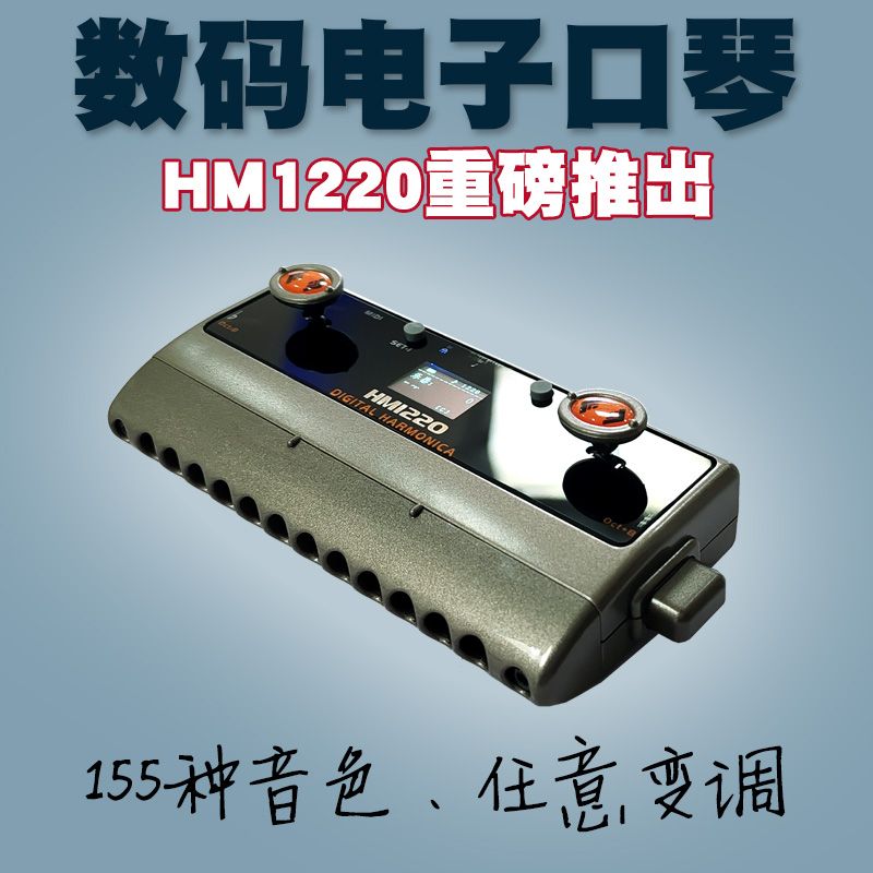拼多多墨兹卡hm1220新款155种音色12孔半音阶电口琴数码口琴自带喇叭