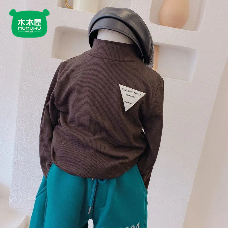 韩版童装2023秋装新品男童女童半高领儿童舒适打底衫外穿长袖潮
