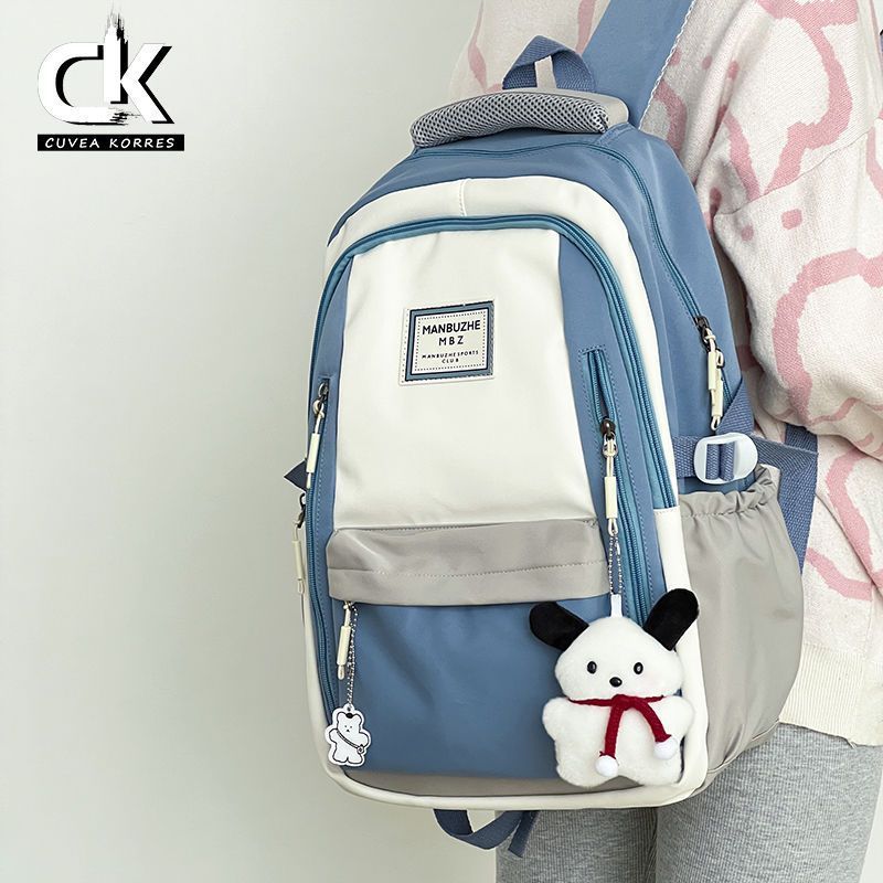 Schoolbags for girls, middle and high school students, large-capacity and durable backpacks, burden-reducing and spine-protecting, forest-style, versatile primary school student backpacks