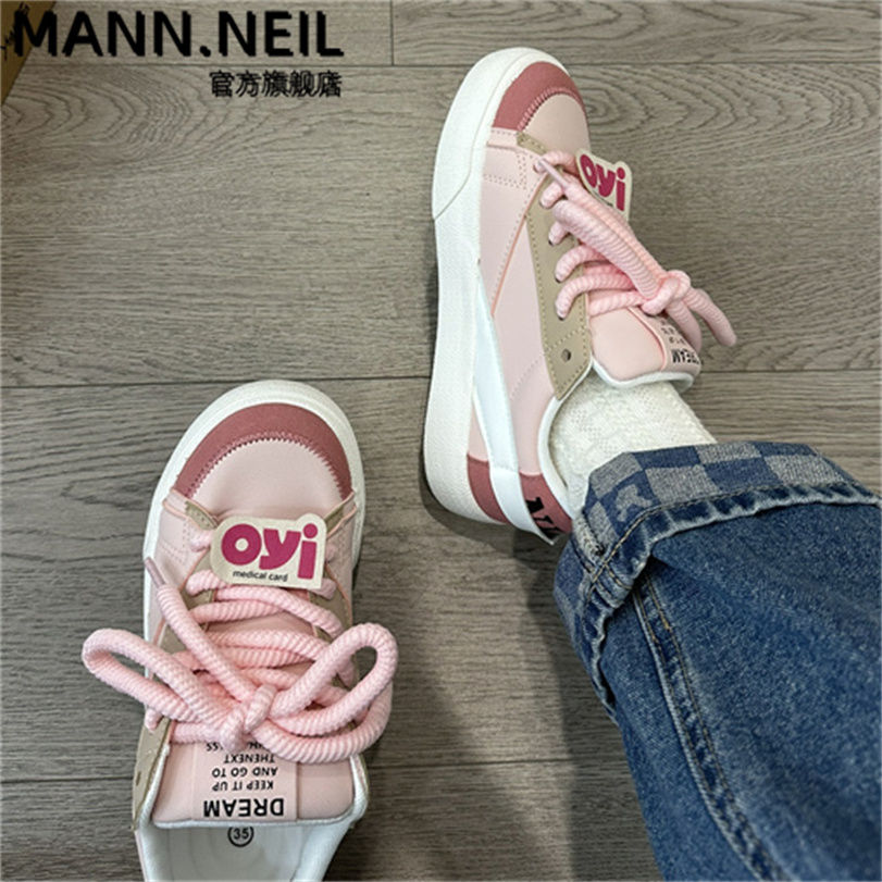 Mann Neil高顏值學院小白鞋女2023秋季新款高顏值休閒運動板鞋潮
