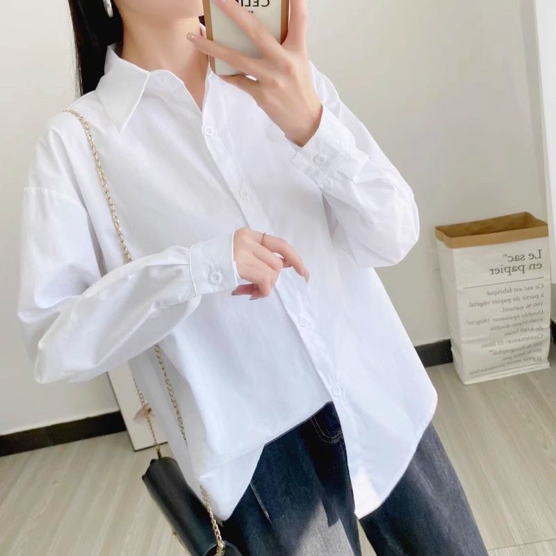 格瑞吉奧氣質白色襯衫女春秋高級感新款長袖打底襯衣疊穿百搭上衣