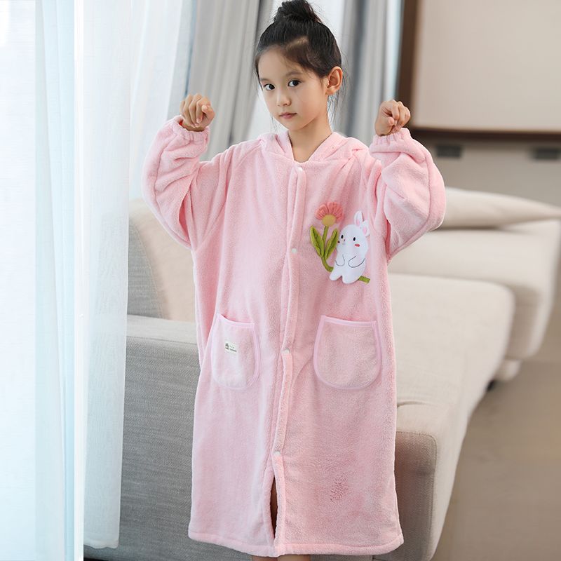 儿童长袖浴袍可穿式睡袍洗澡游泳比纯棉吸水速干2023亲子款浴巾