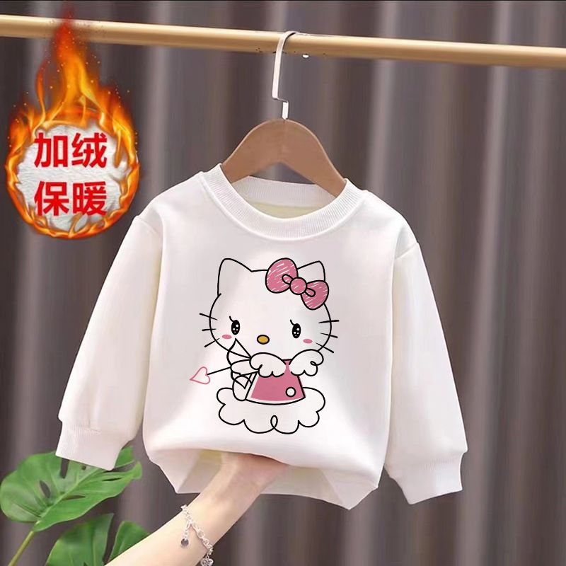 Plush children's sweatshirts, girls' warm tops, men's and women's baby round neck T-shirts, baby autumn and winter thickened bottoming shirts, trendy