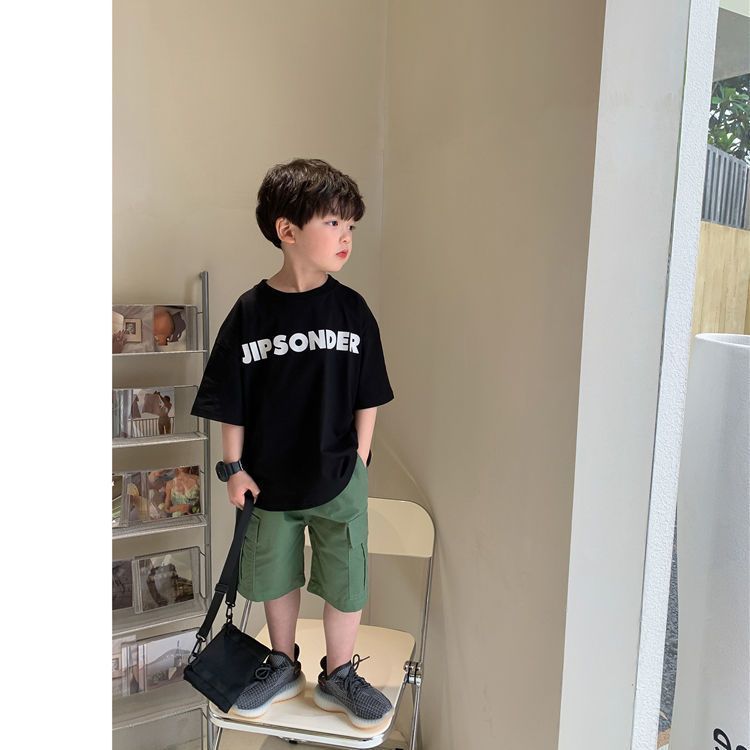 Pure cotton children's clothing boys' short-sleeved T-shirt  summer new fashion style Korean style loose and trendy half-sleeved top for middle-aged and older children