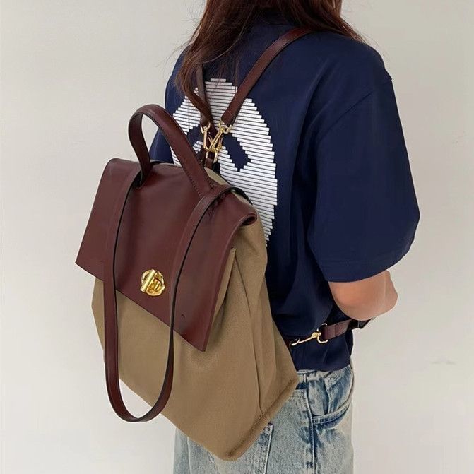 雙肩包包女2023新款高級感小眾大容量通勤女包單肩帆布托特包背包