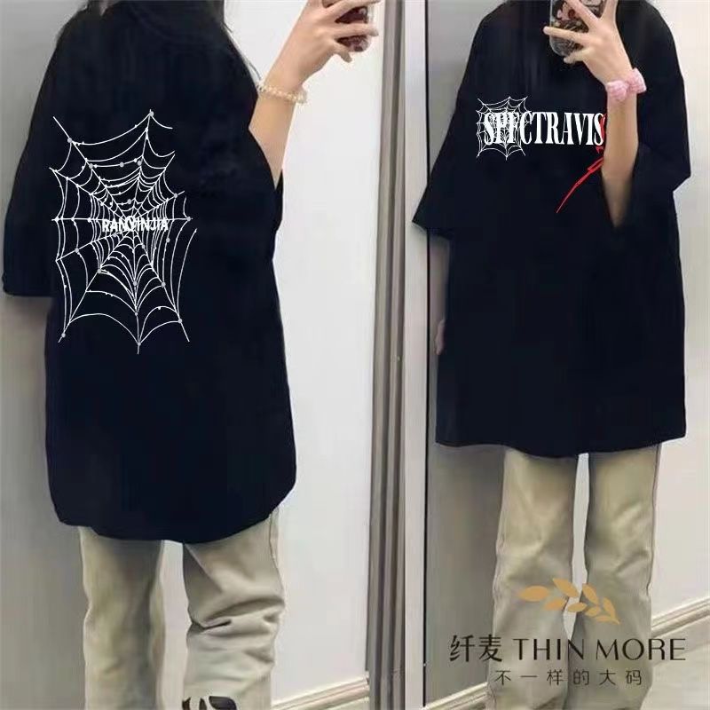 100%純棉美式復古高街hiphop設計感小眾短袖t恤女夏新款寬鬆上衣