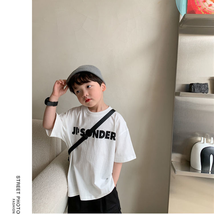 Pure cotton children's clothing boys' short-sleeved T-shirt  summer new fashion style Korean style loose and trendy half-sleeved top for middle-aged and older children