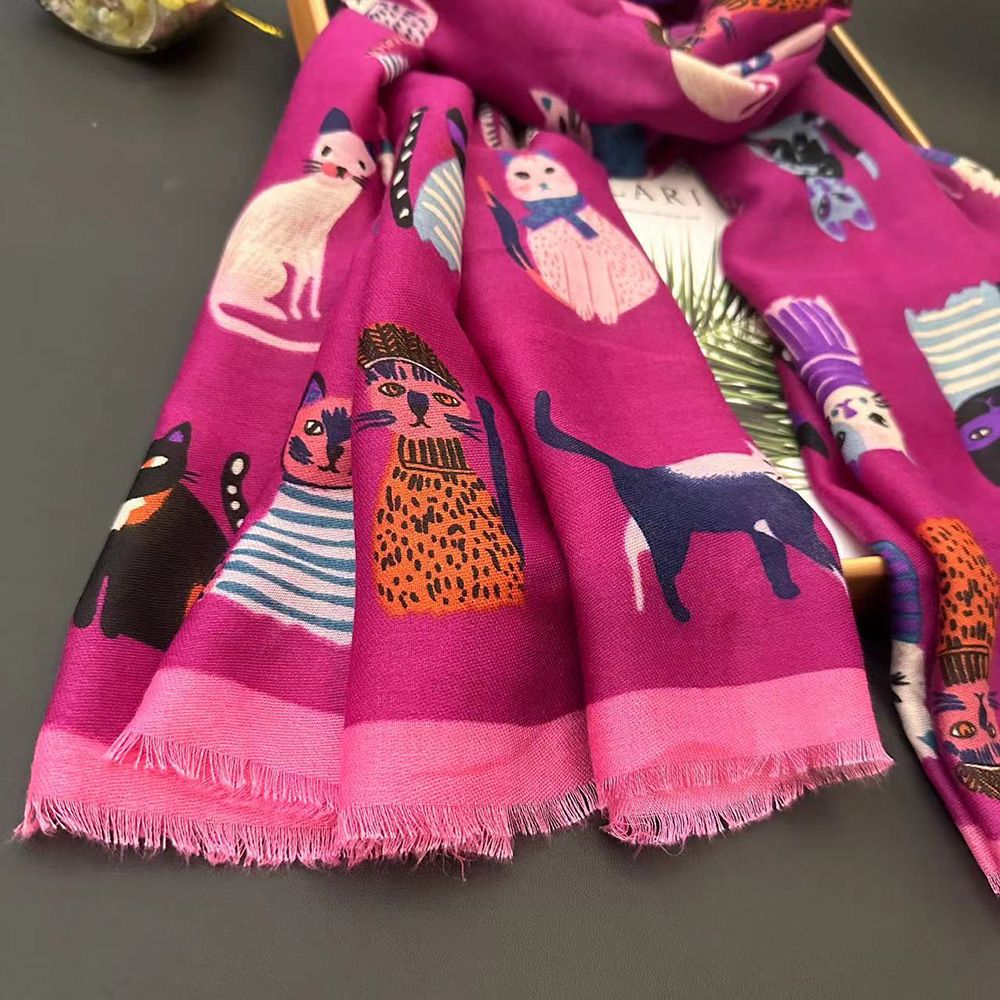 Sciarpa donna in cotone e lino con stampa cane stola estiva_voghion.com
