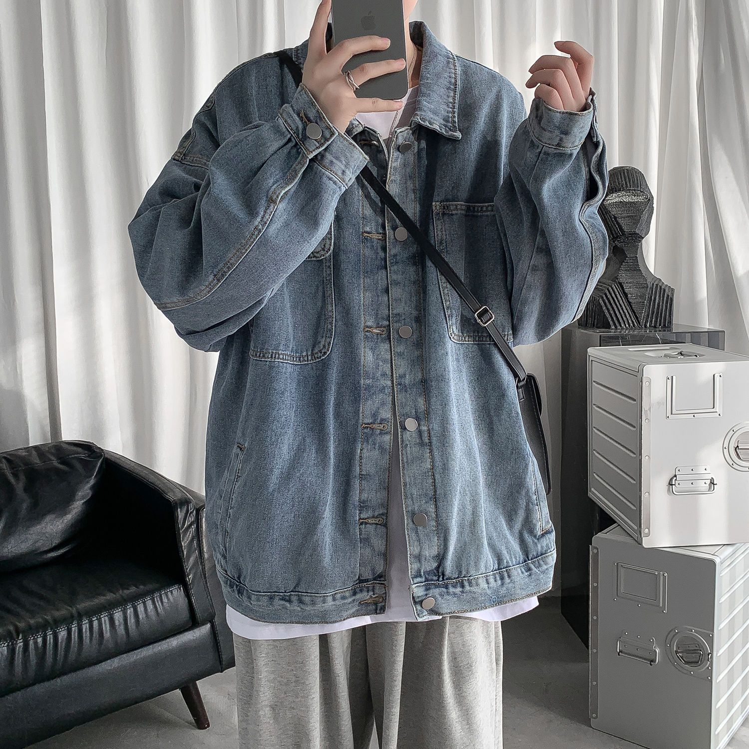 牛仔外套男秋季oversize高街vibe美式春秋款潮牌痞帥高級感夾克男