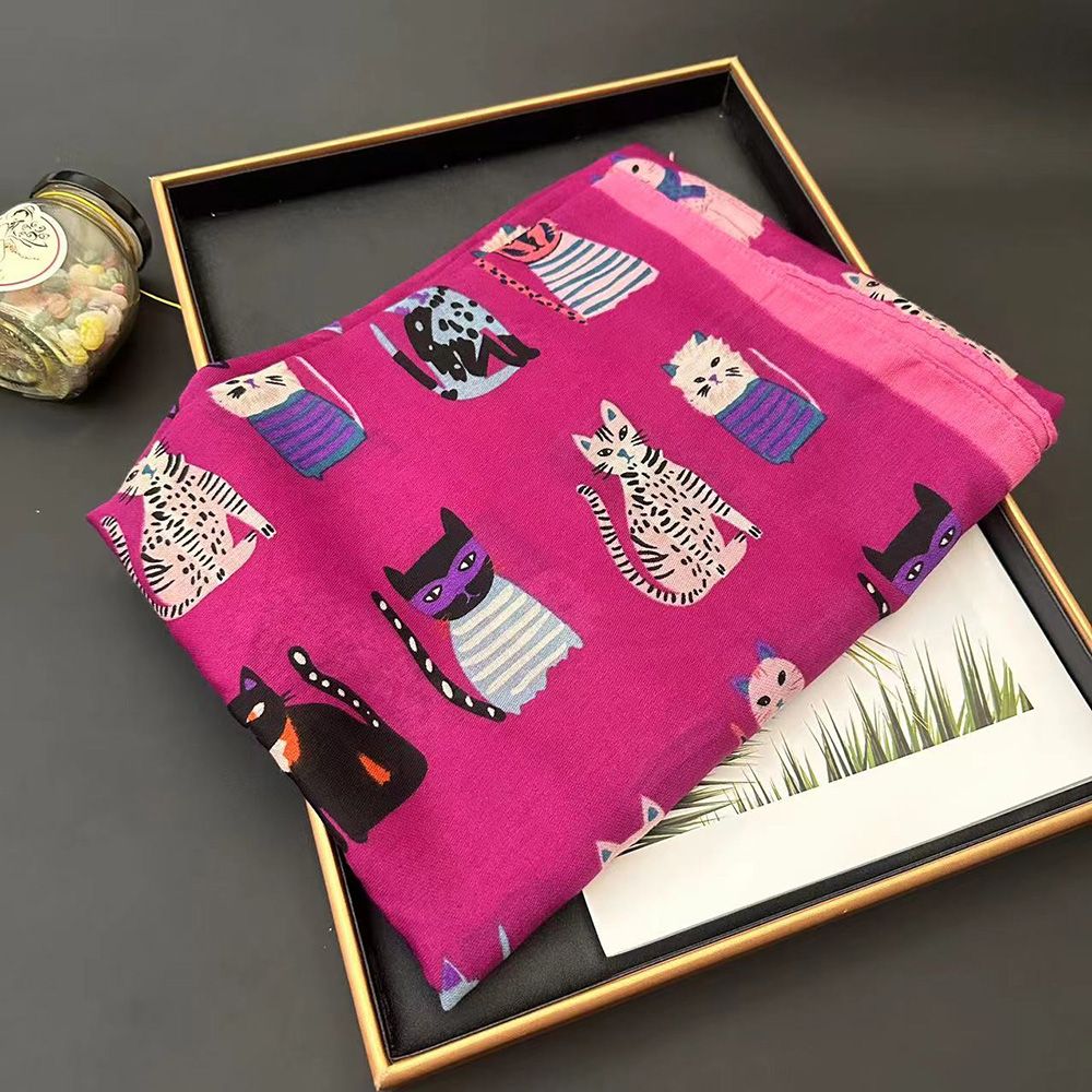 Sciarpa donna in cotone e lino con stampa cane stola estiva_voghion.com