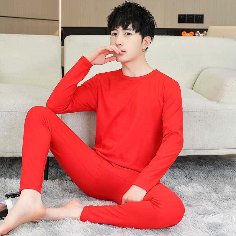 DeRong constant temperature men's autumn and winter thermal underwear set cold-proof autumn clothes and autumn trousers two-piece set plus velvet and thickening a complete set