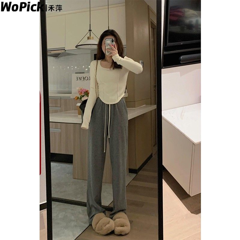 白色打底衫女內搭2023早春新款修身短款長袖t恤設計感ins小眾上衣