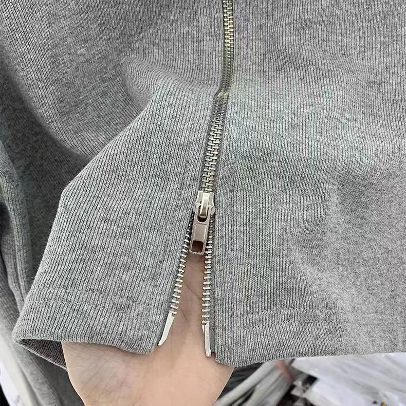 CONGRAZIO women's early autumn  new slim top double zipper cardigan sweater hooded top