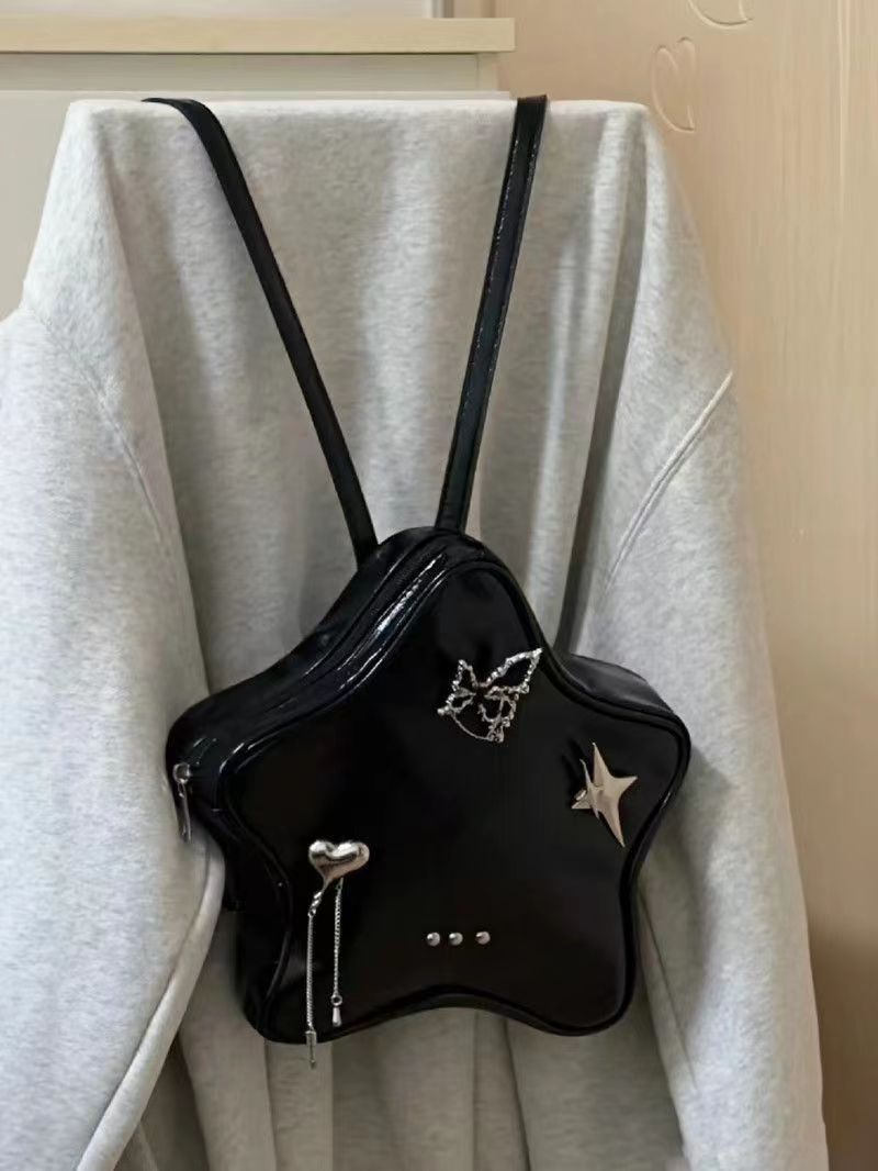Millennial hot girl bag girl high-end y2k backpack summer fashionable five-pointed star chain small backpack