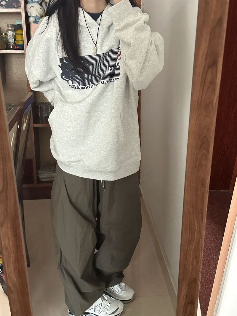 美式復古人像字母連帽衛衣外套女秋季情侶裝帽衫高級感超好看上衣