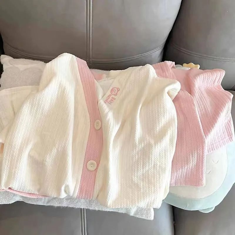 日系甜美可愛小熊秋天睡衣女春秋季長袖網紅風2023新款粉色家居服