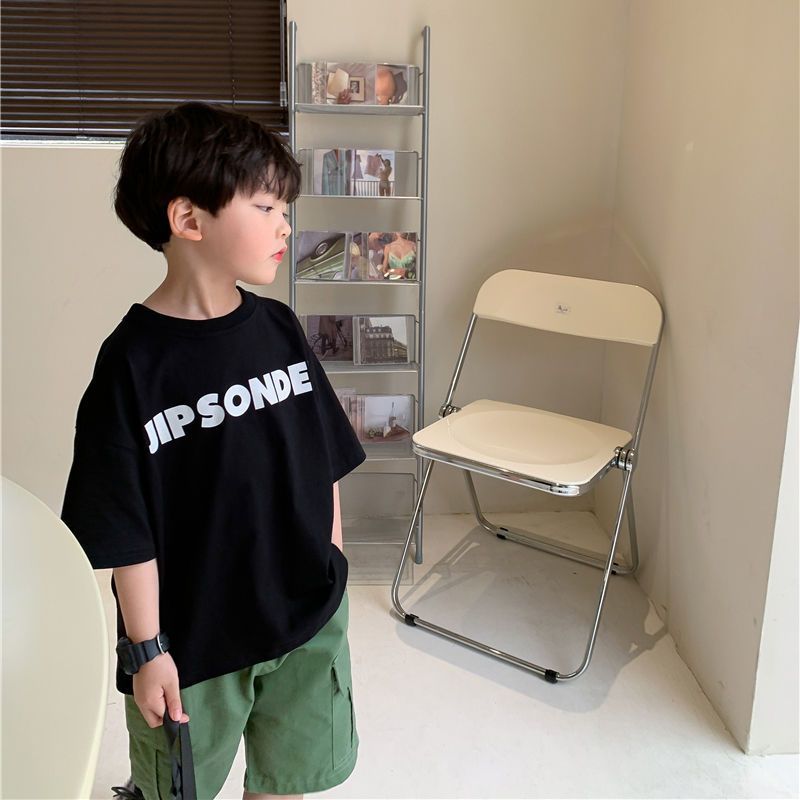 Pure cotton children's clothing boys' short-sleeved T-shirt  summer new fashion style Korean style loose and trendy half-sleeved top for middle-aged and older children