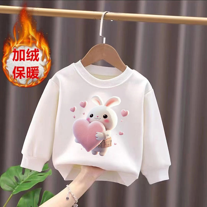 Plush children's sweatshirts, girls' warm tops, men's and women's baby round neck T-shirts, baby autumn and winter thickened bottoming shirts, trendy