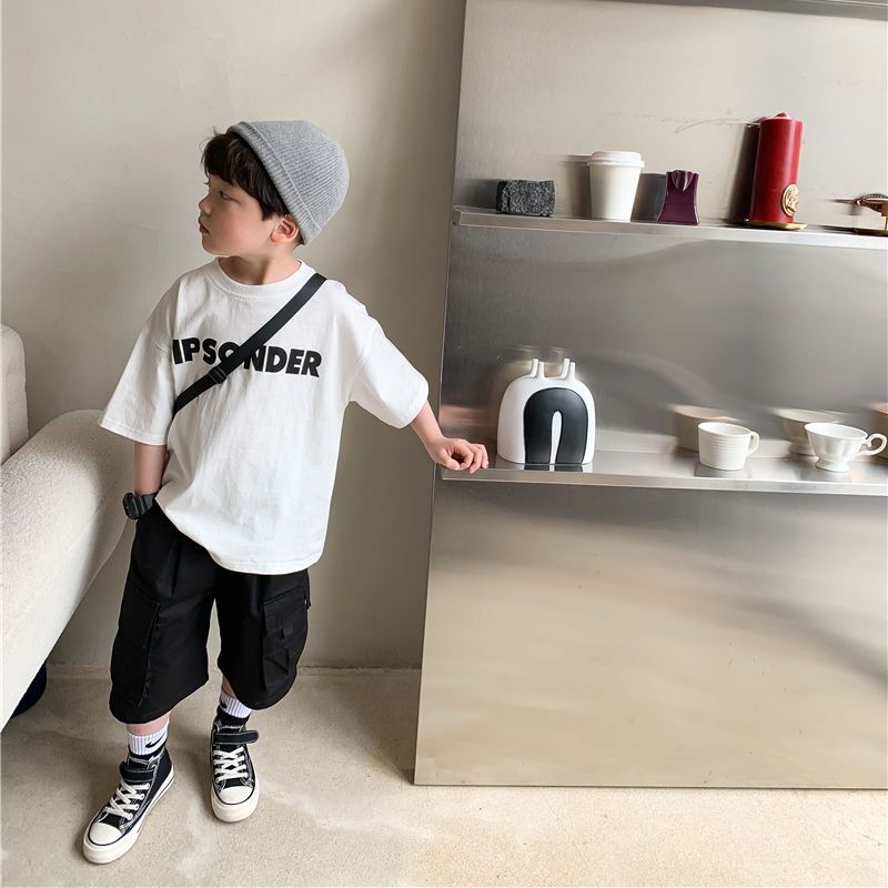 Pure cotton children's clothing boys' short-sleeved T-shirt  summer new fashion style Korean style loose and trendy half-sleeved top for middle-aged and older children