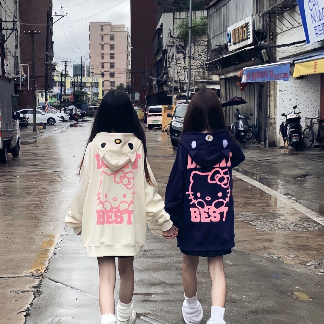 女童开衫卫衣秋冬装新款卡通凯蒂猫印花洋气韩版中大童拉链外套潮
