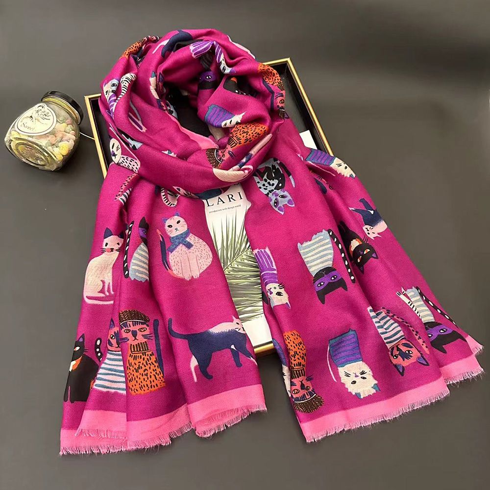 Sciarpa donna in cotone e lino con stampa cane stola estiva_voghion.com