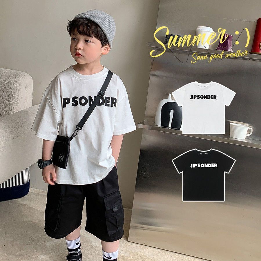 Pure cotton children's clothing boys' short-sleeved T-shirt  summer new fashion style Korean style loose and trendy half-sleeved top for middle-aged and older children