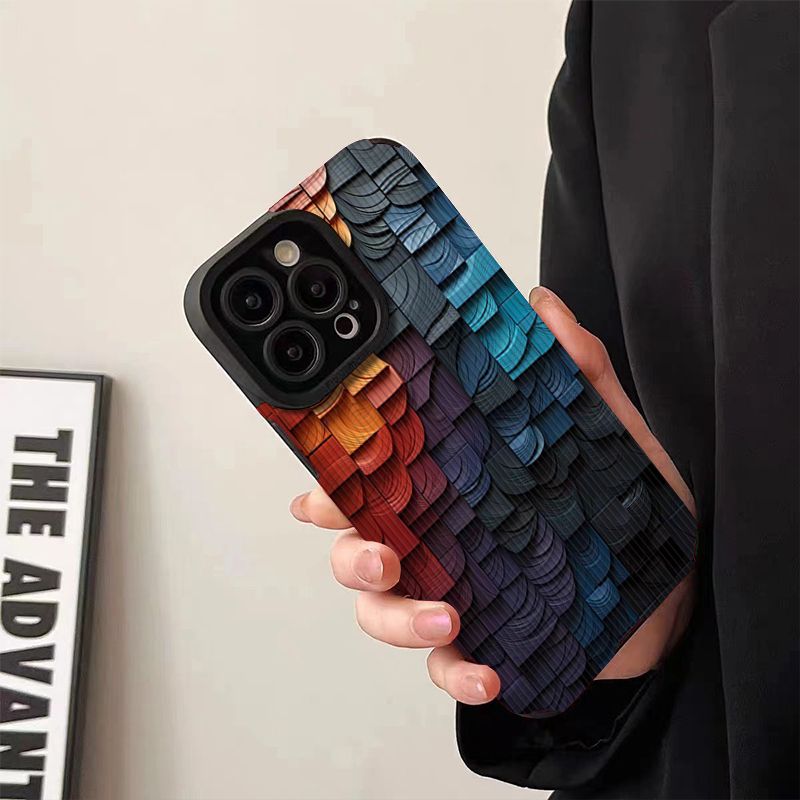 Blocco di legno 3D iPhone 15 14/13 tutto incluso 11 telefono 12 7P8P antisporco X anticaduta custodia morbida_voghion.com