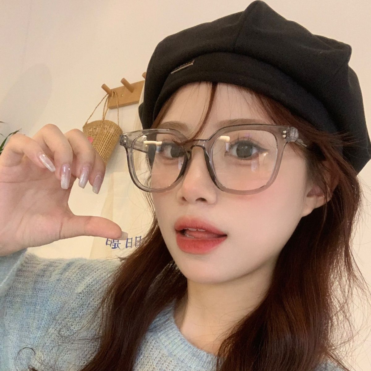 Korean style ins square and round frame myopia glasses for women, which can be equipped with prescription astigmatism lenses for round faces, slimming and ultra-light eye frames for men