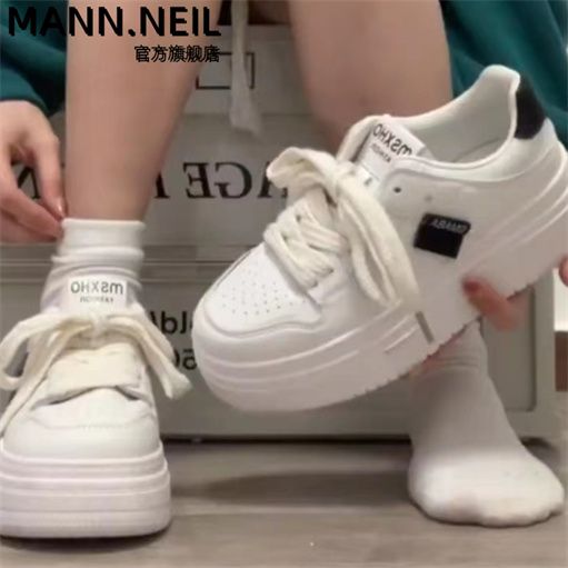 Mann Neil校園超輕百搭板鞋女新款ins美式小白鞋子學生休閒鞋潮女