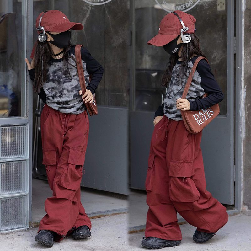 女童秋季工裝褲套裝2023新款洋氣兒童百搭上衣網紅爆款韓系兩件套
