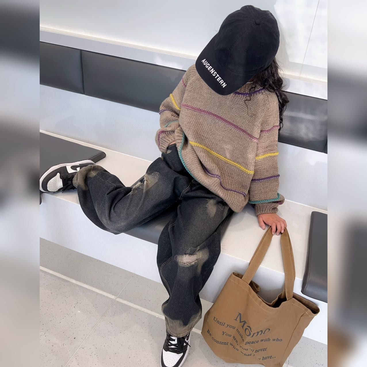 女童條紋春秋毛衣2023新款兒童秋季針織衫網紅爆款洋氣兒童上衣潮