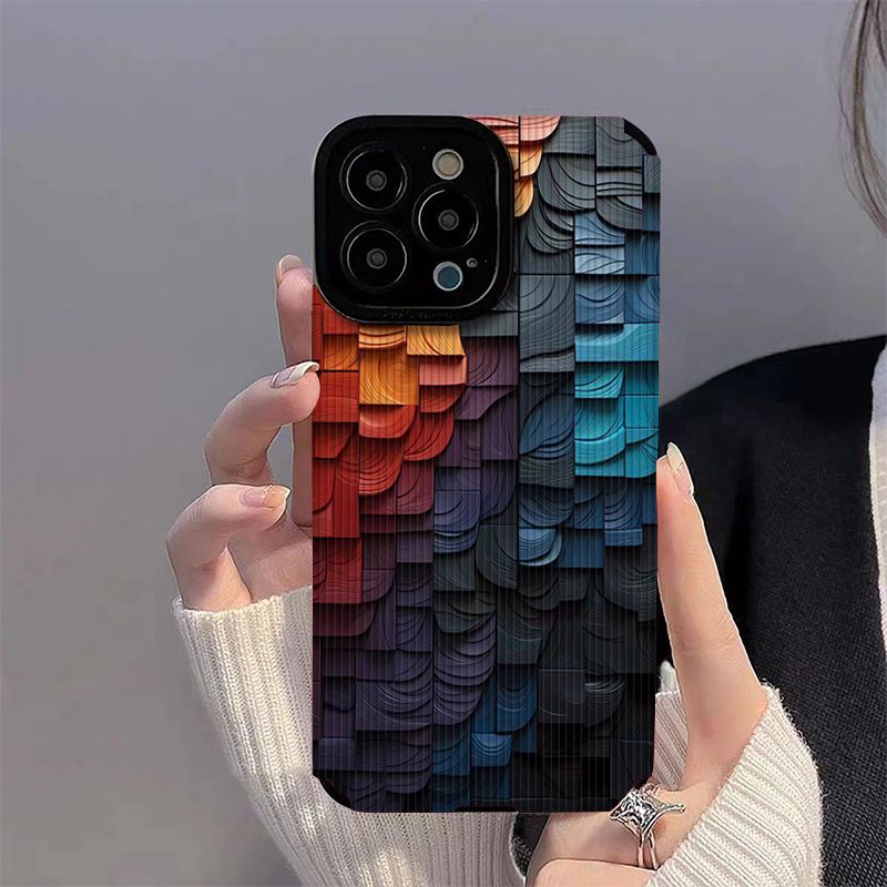 Blocco di legno 3D iPhone 15 14/13 tutto incluso 11 telefono 12 7P8P antisporco X anticaduta custodia morbida_voghion.com