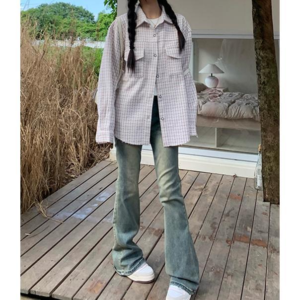 美式高腰微喇牛仔褲女秋冬ins新款設計感小眾寬鬆顯瘦闊腿褲子潮