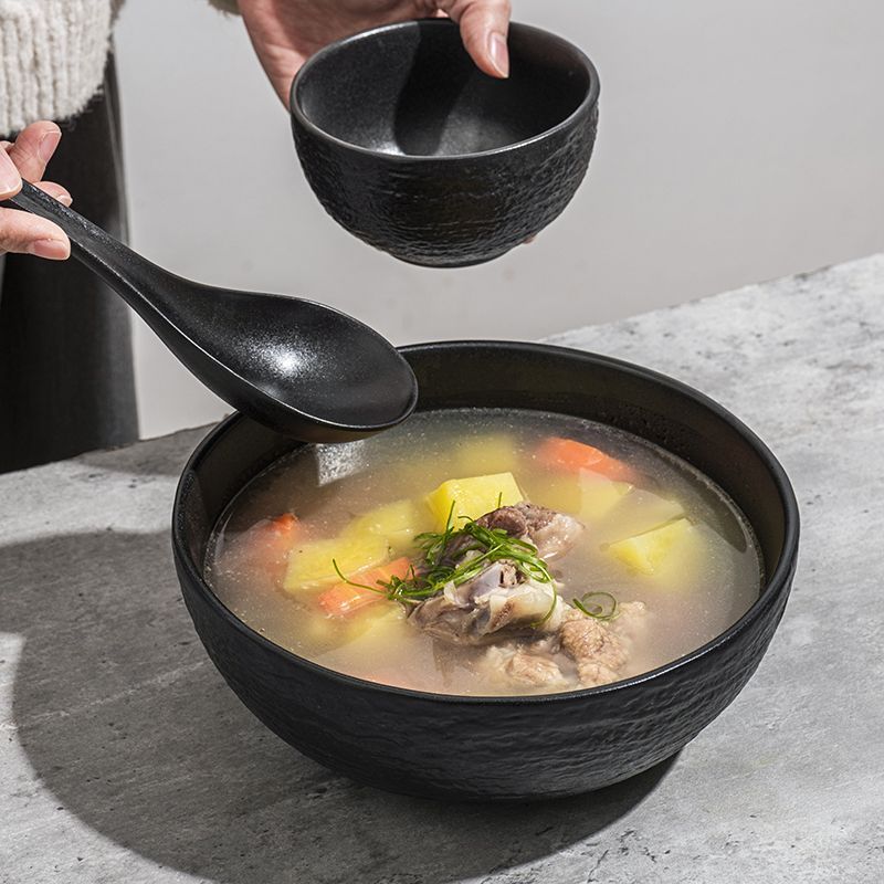 Japanese Style Rice For Home Use, Soup Instant Rock Pattern Ramen High-End Ceramic Large Bowl, Noodle Bowl_voghion.com