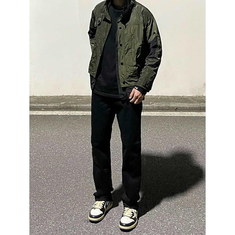 cleanfit黑色牛仔裤男秋季修身直筒微弹力美式高街vibe潮牌长裤子