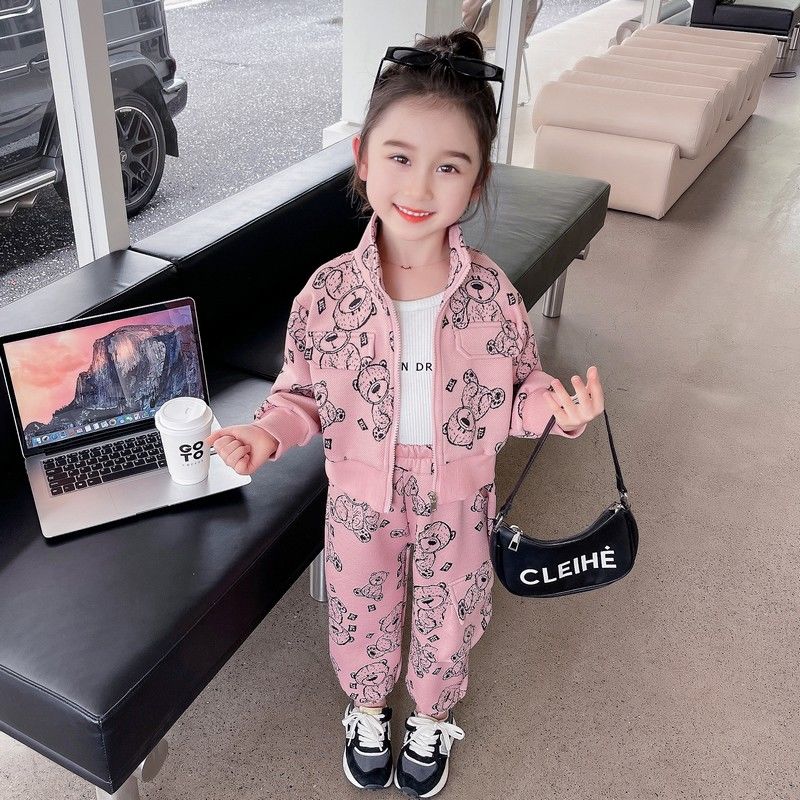 Children's Korean style casual and fashionable girls' spring and autumn new tops, coats, cardigan suits, baby girls' autumn clothes