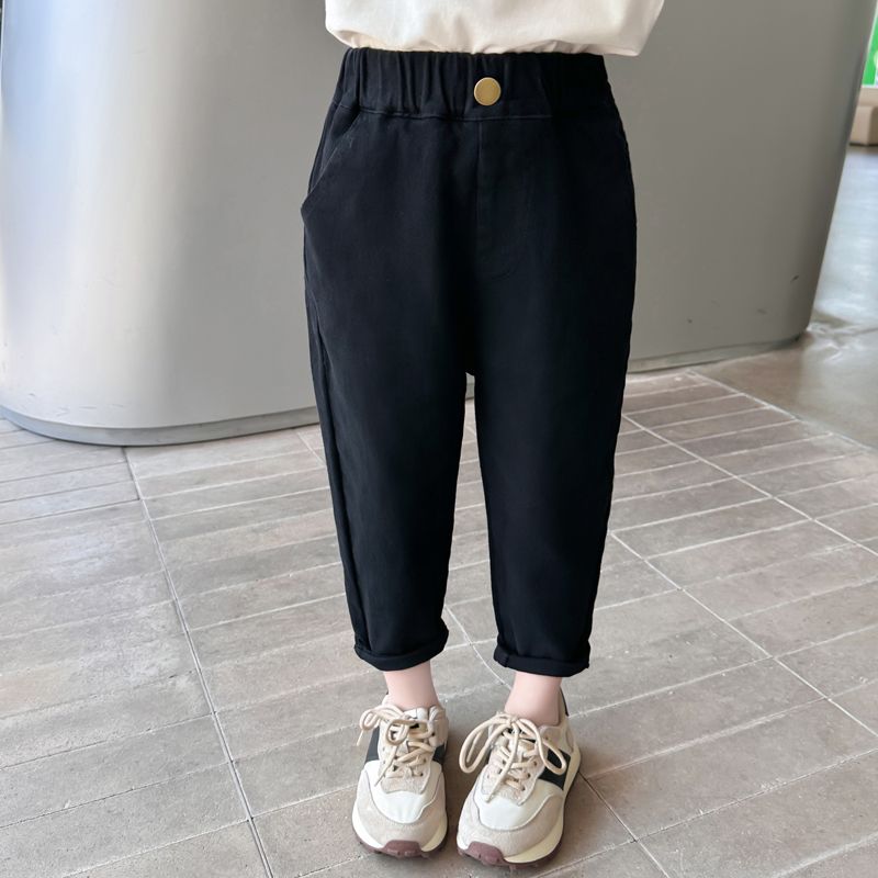 兒童新款韓版休閒2023女童春秋季百搭長褲女寶寶洋氣秋裝寬鬆褲子