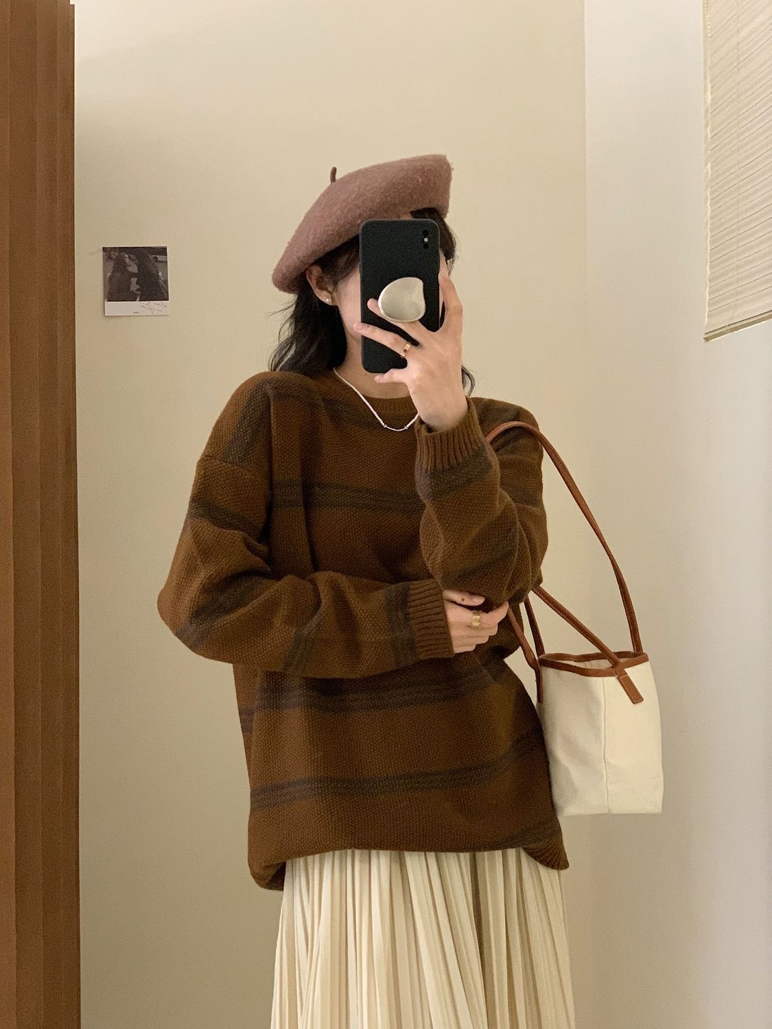 胖mm大碼女裝秋冬寬鬆顯瘦圓領上衣ins慵懶風韓版條紋中長款毛衣
