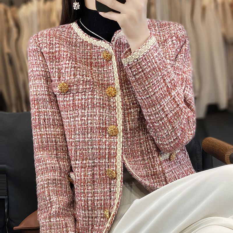 小香風外套女短款小個子外套高級感新款百搭格子名媛氣質上衣外搭