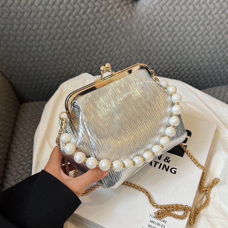 仙女洋气小包包女2023新款时尚斜挎包贝壳包高级感珍珠链条手提包