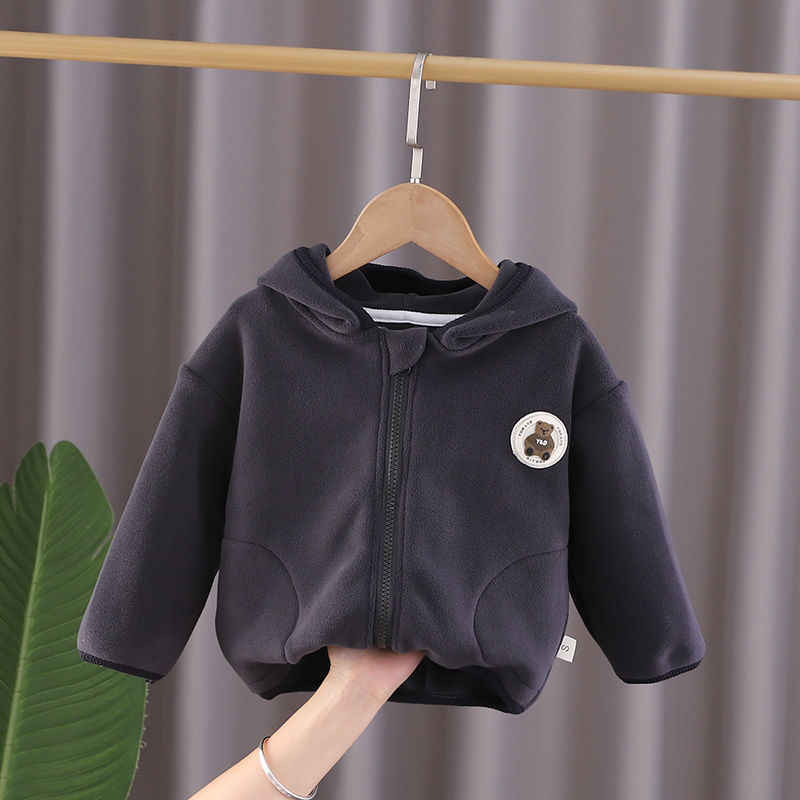 Baby Ollie velvet coat, autumn and winter boys' fashionable clothes, winter velvet tops for children and little girls, double-sided velvet trendy