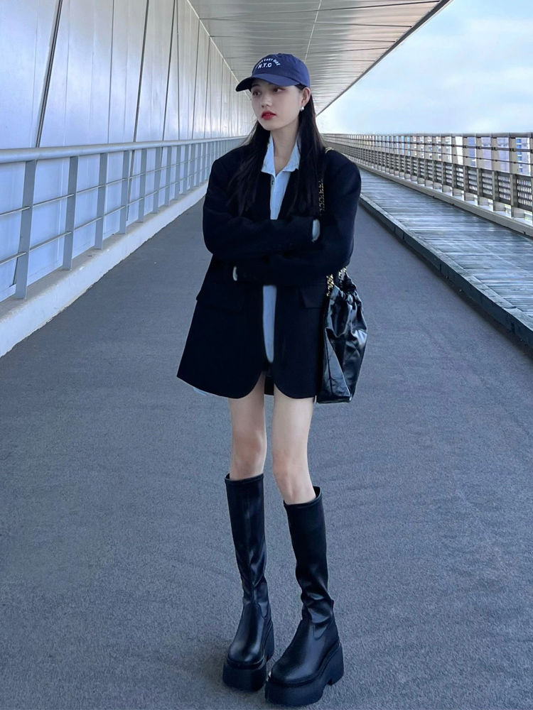 Black suit jacket for women in spring and autumn new Korean style high-end casual small Internet celebrity street suit top