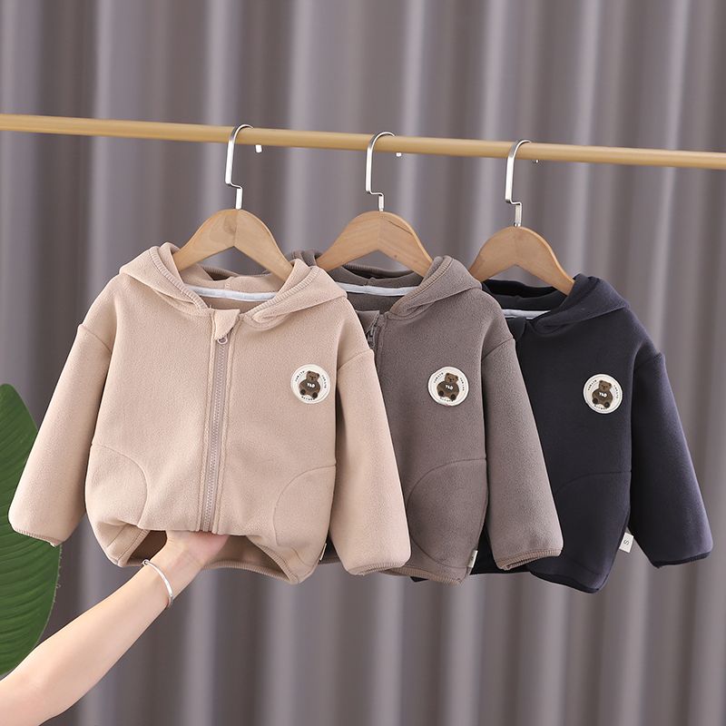 Baby Ollie velvet coat, autumn and winter boys' fashionable clothes, winter velvet tops for children and little girls, double-sided velvet trendy