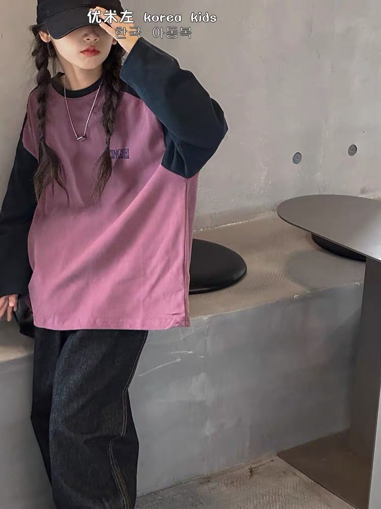 女童秋裝套裝2023新款長袖韓版衛衣洋氣女孩直筒牛仔褲套裝