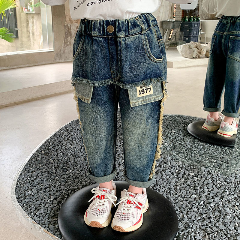 女童洋氣寬鬆春秋季牛仔褲時髦秋裝寶寶2023新款褲子兒童外穿韓版
