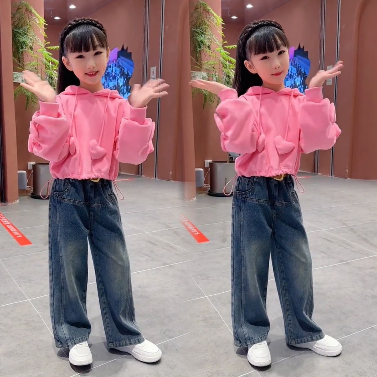 女童套裝春秋2023新款兒童網紅爆款童裝女寶寶秋季時髦洋氣兩件套
