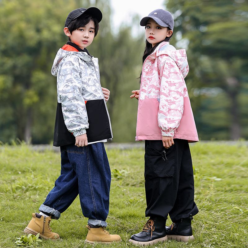 儿童冲锋衣女童风衣防水防风2023秋季户外服三合一可拆卸男童外套