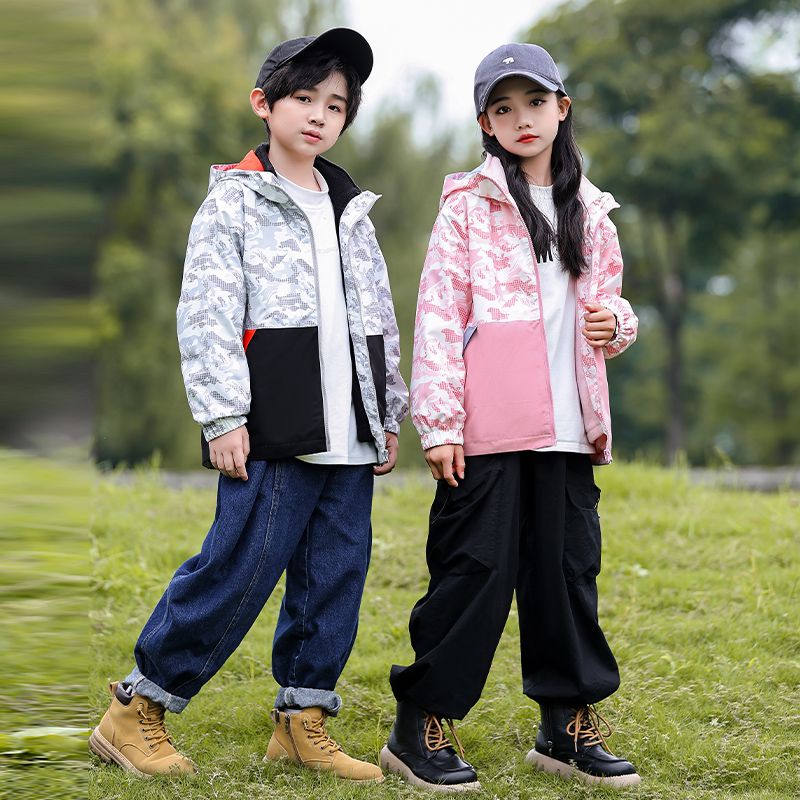 Children's Jacket Girls' Windproof Waterproof and Windproof  Autumn Outdoor Wear Three-in-One Detachable Boys' Jacket