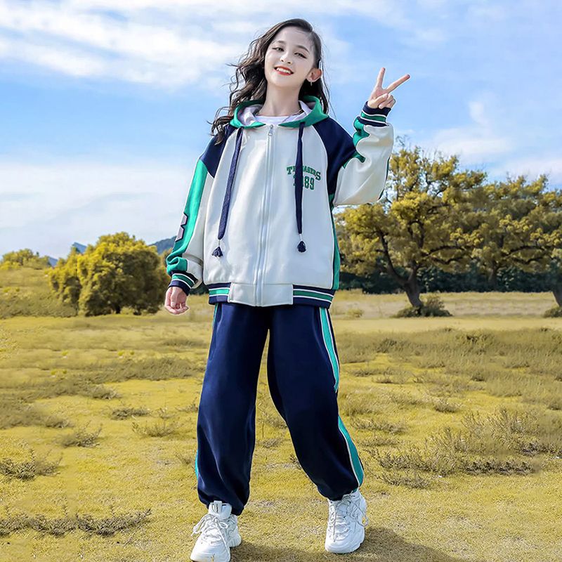 Girls' autumn and winter casual suits, stylish two-piece sets, new fashion sports girls' autumn medium and large children's clothes